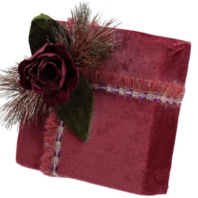 Northlight Nature&#39;s Luxury 9.5-Inch Gold Floral Accent Christmas Gift Box