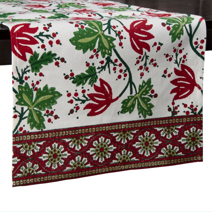 greenery-block-print-napkins-and-table-runner-bed-bath-beyond