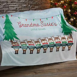Reindeer Family Character Personalized Fleece Blanket