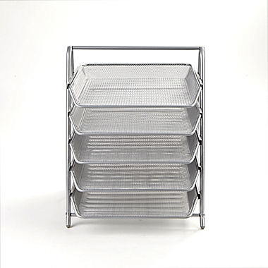 Mind Reader 5-Tier Mesh Paper Desk  Organizer in Silver. View a larger version of this product image.