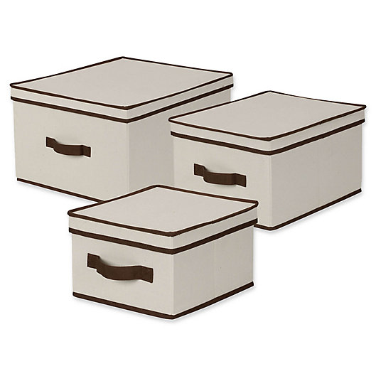 Alternate image 1 for Household Essentials® Canvas Storage Box in Natural/Coffee