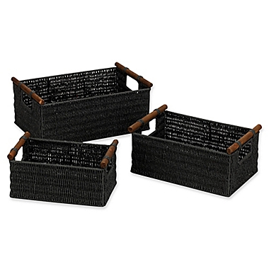 Household Essentials&reg; Decorative Wicker Baskets (Set of 3). View a larger version of this product image.