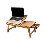 Mind Reader Adjustable Bamboo Laptop Bed Tray in Brown