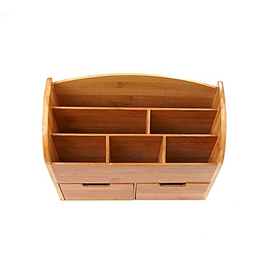 Mind Reader 6-Compartment Desk Organizer with Drawers in Brown. View a larger version of this product image.