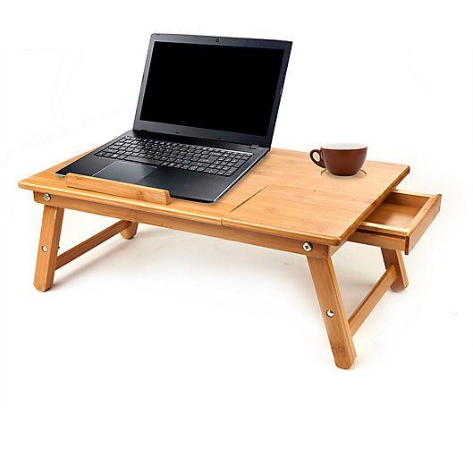 Alternate image 1 for Mind Reader Cooling Adjustable Bamboo Laptop Bed Tray