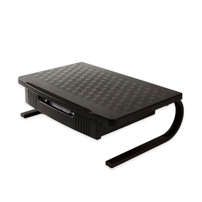 Mind Reader ExtraWide Monitor Stand with Drawer in Black Bed Bath