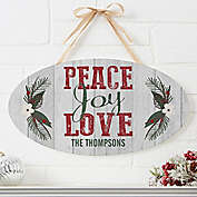 Peace, Joy, Love Oval Wooden Sign