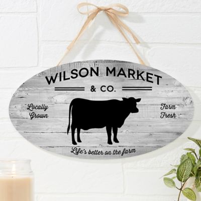 Farmhouse Kitchen 15.5-Inch x 8.5-Inch Personalized Oval Wood Sign