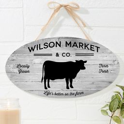 Farmhouse Kitchen 15.5-Inch x 8.5-Inch Personalized Oval Wood Sign