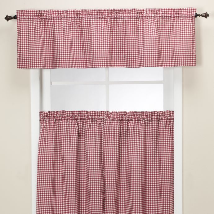 Gingham Tailored Valance in Burgundy | Bed Bath & Beyond