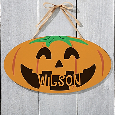 Happy Jack O&#39; Lantern Oval Wood Sign. View a larger version of this product image.