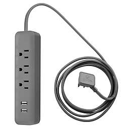 Globe Electric®  Designer Series 3-Outlet USB Power Strip in Grey