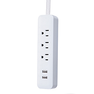 Globe Electric&reg;  Designer Series 3-Outlet USB Power Strip in White. View a larger version of this product image.