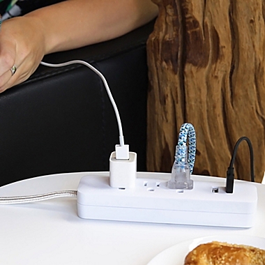 Globe Electric&reg;  Designer Series 3-Outlet USB Power Strip in White. View a larger version of this product image.