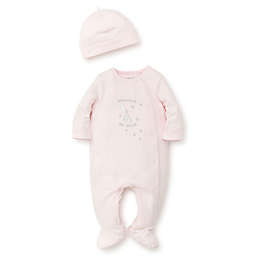 Little Me® "Welcome" Kimono-Style Snap-Front Footie and Hat Set in Pink