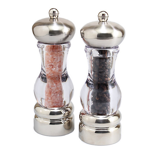 8 inch 2 pcs OKay Adjustable Salt and Pepper Mill Wooden Salt and Pepper Grinder Set Manual Salt and Pepper Mill Shakers with Ceramic Core