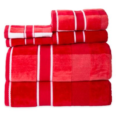 red bathroom towels