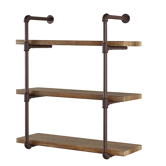 3 Tier Industrial Pipe Wall Shelf, Pipe Wall Mount Ladder Bookcase