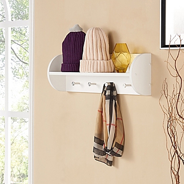 Danya B.&trade; Utility Shelf with Hooks in White. View a larger version of this product image.