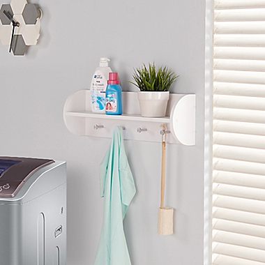 Danya B.&trade; Utility Shelf with Hooks in White. View a larger version of this product image.