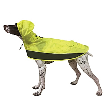 Ultra Paws Pooch Pocket Small Dog Raincoat in Charcoal/Lime. View a larger version of this product image.