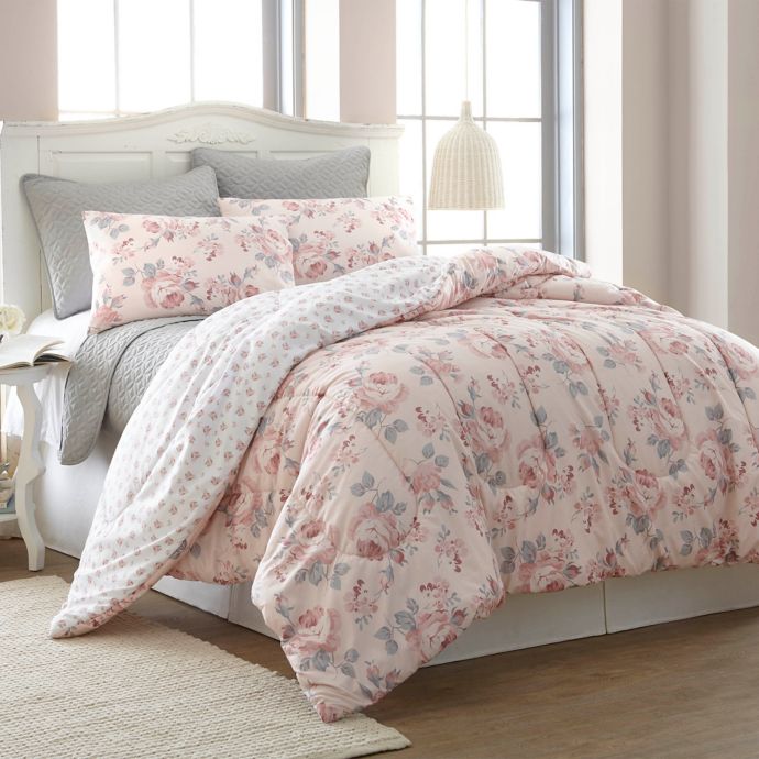 Pacific Coast Textiles Rosette Reversible Comforter Set Bed Bath