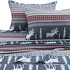 Alternate image 0 for Tribeca Living 170 GSM Winter Reindeer Flannel Twin Sheet Set in Red/Grey