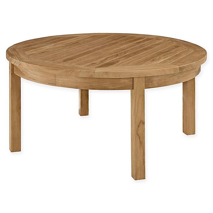Patio Lawn Garden Tables Modway, Modway Marina Teak Wood Outdoor Patio Round Coffee Table In Natural