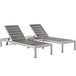 Modway Shore Aluminum Chaise Lounge Set