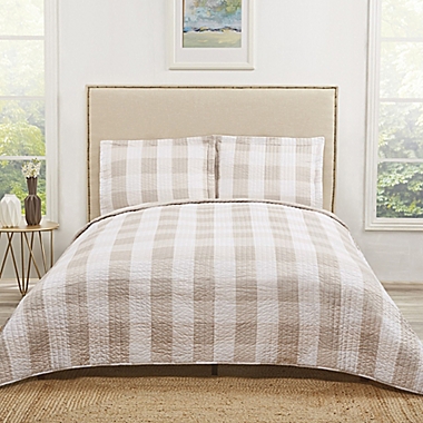 Truly Soft Buffalo Plaid Twin XL Quilt Set in Khaki. View a larger version of this product image.