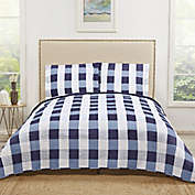 Truly Soft Buffalo Plaid King Quilt Set in Navy