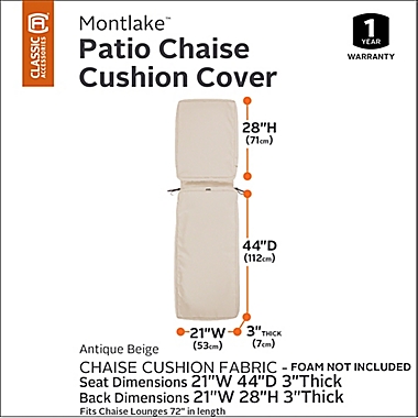 Classic Accessories Montlake 72-Inch x 21-Inch Chaise Lounge Cushion Slip Cover Antique Beige. View a larger version of this product image.