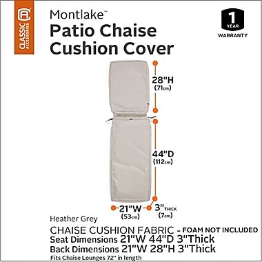 Classic Accessories Montlake 72-Inch x 21-Inch Chaise Lounge Cushion Slip Cover Heather Grey. View a larger version of this product image.