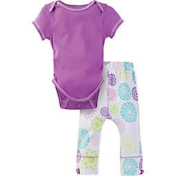 MiracleWear® Posheez Snap 'n Grow Burst Short Sleeve Bodysuit and Pant Set in Purple