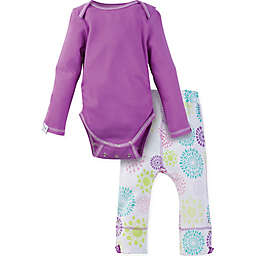 MiracleWear® Posheez Snap 'n Grow Burst Long Sleeve Bodysuit and Pant Set in Purple