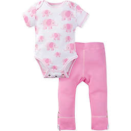 MiracleWear® Size 0-6M Posheez Snap 'n Grow Elephant Short Sleeve Bodysuit and Pants in Pink