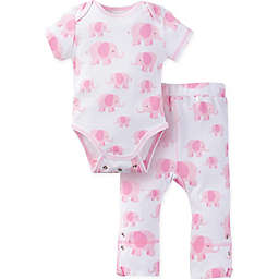 MiracleWear® Size 0-6M Posheez Snap 'n Grow Elephant Short Sleeve Bodysuit and Pants in Pink