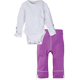 MiracleWear® Posheez Snap 'n Grow Long Sleeve Bodysuit and Pant Set in White/Purple