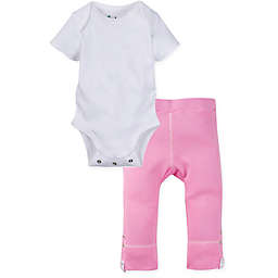 Miracle Wear® Posheez Snap 'n Grow Short Sleeve Bodysuit and Pant Set in White/Pink