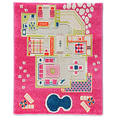 IVI Playhouse 2&#39;7" x 3&#39;8" 3-Dimensional Play Rug in Pink. View a larger version of this product image.