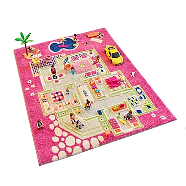 IVI Playhouse 2&#39;7&quot; x 3&#39;8&quot; 3-Dimensional Play Rug in Pink. View a larger version of this product image.