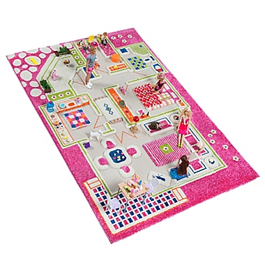 IVI Playhouse 3&#39;3" x 4&#39;11" 3-Dimensional Play Rug in Pink. View a larger version of this product image.