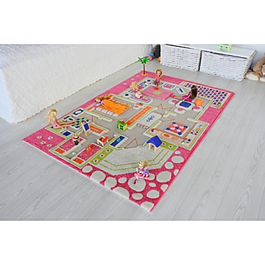 IVI Playhouse 3&#39;3" x 4&#39;11" 3-Dimensional Play Rug in Pink. View a larger version of this product image.