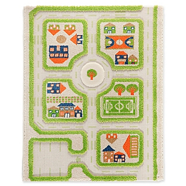 IVI Traffic 2&#39;7&quot; x 3&#39;8&quot; 3-Dimensional Play Rug in Green. View a larger version of this product image.