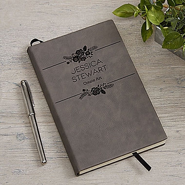Floral Accents Writing Journal in Charcoal. View a larger version of this product image.