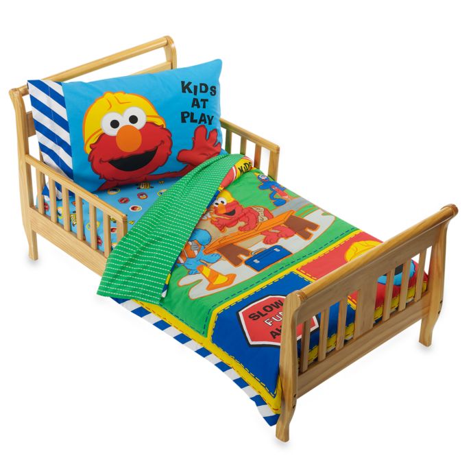 Sesame Street Construction 4 Piece Toddler Bedding Set Bed Bath