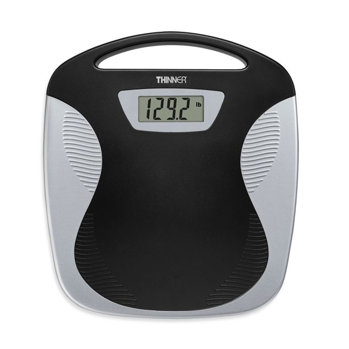 Conair Thinner Portable Digital Bathroom Scale In Black Silver Bed Bath Beyond