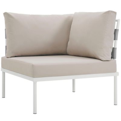 Modway Harmony Outdoor Patio Corner Sofa in White/Beige