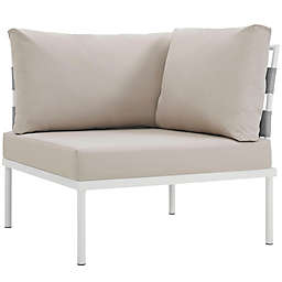 Modway Harmony Outdoor Patio Corner Sofa in White/Beige
