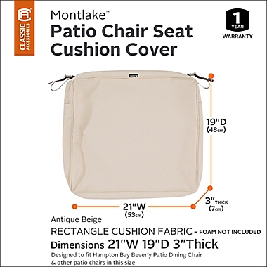 Classic Accessories&reg; Montlake&trade; 21-Inch x 19-Inch Dining Seat Cushion Slip Cover in Beige. View a larger version of this product image.